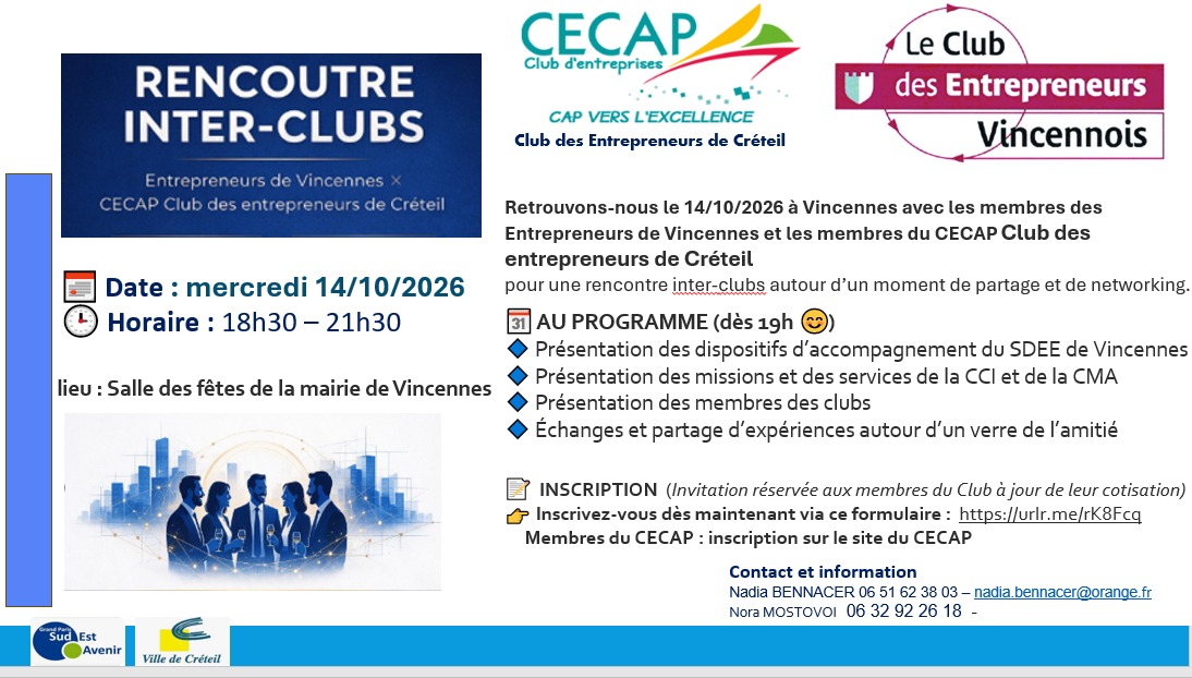 Rencontre inter-clubs CECAP & Club des Entrepreneurs de Vincennes
